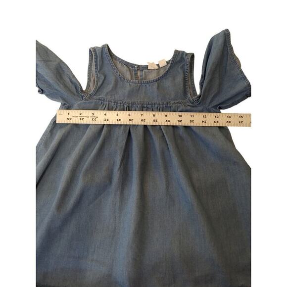 Gap Kids Girls Denim Chambray Open Shoulder Top Blue Size L **EEUC** - Picture 7 of 8